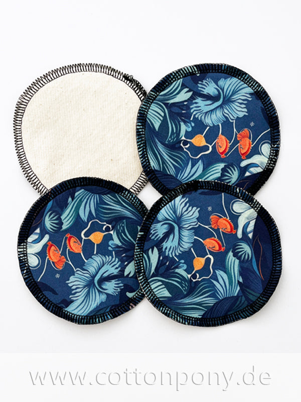 4er-Set Abschminkpads/Stilleinlagen: Floral Blau