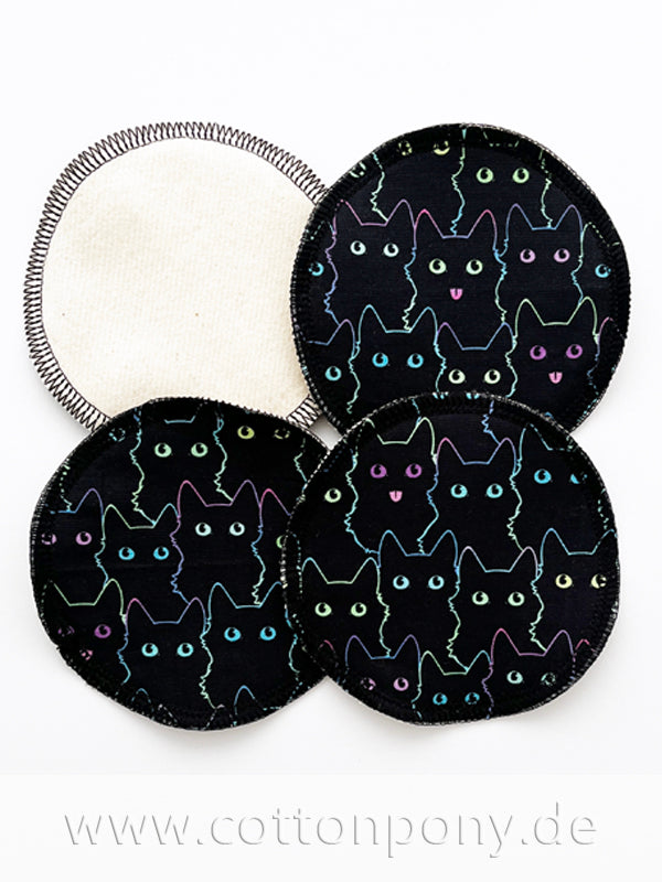 4er-Set Abschminkpads/Stilleinlagen: NeonCats