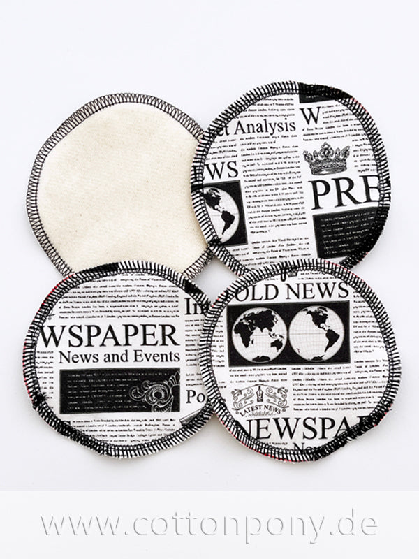 4er-Set Abschminkpads/Stilleinlagen: Newspaper