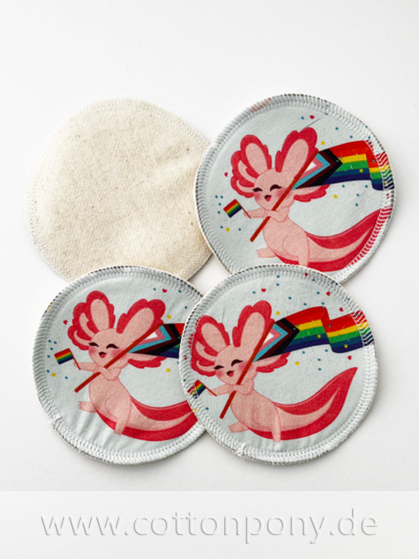 4er-Set Abschminkpads/Stilleinlagen: Pridolotl