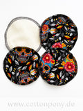4er-Set Abschminkpads/Stilleinlagen: Skulls & Flowers