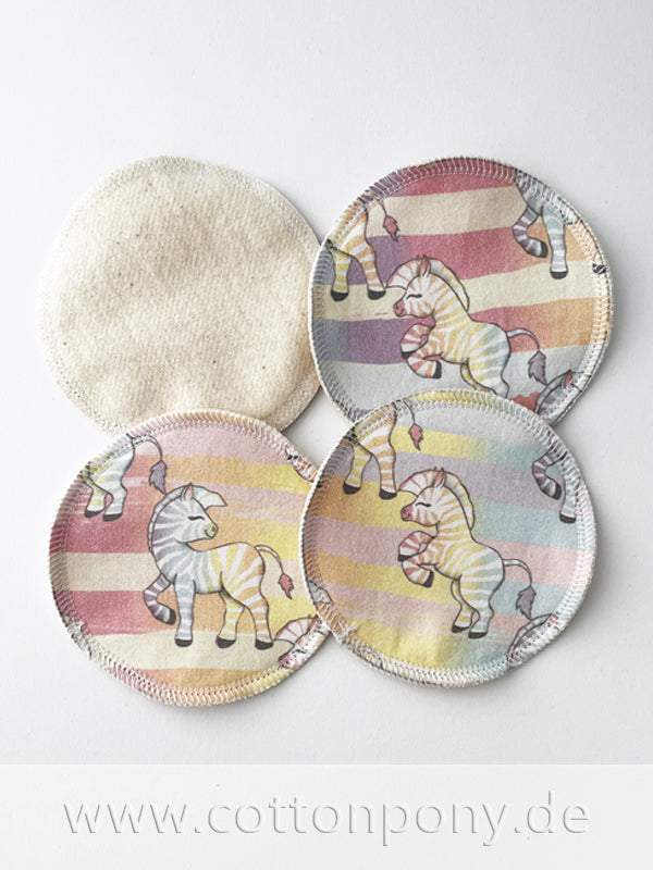 4er-Set Abschminkpads/Stilleinlagen: Regenbogen Zebra