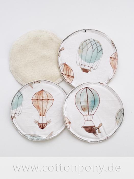 4er-Set Abschminkpads/Stilleinlagen: Luftschiffe