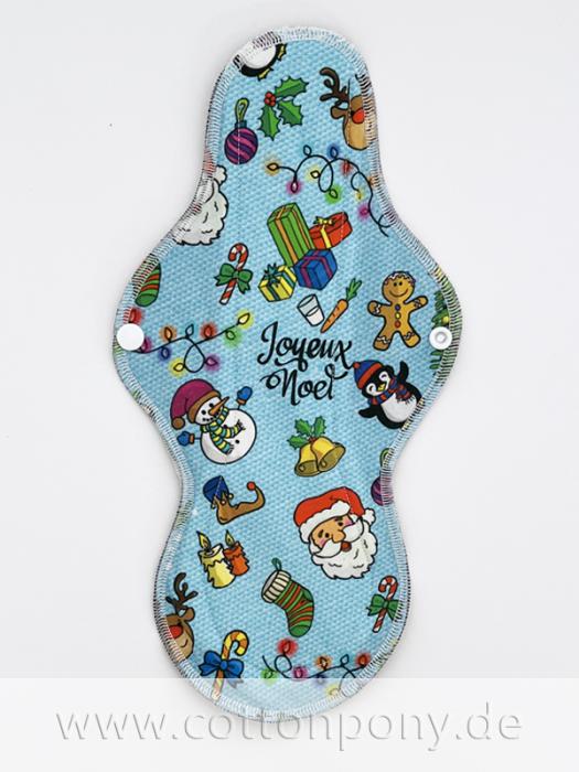 29cm Stoffbinde, stark: Weihnachtsmotive auf Hellblau