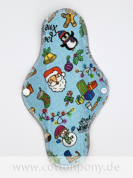 26cm Stoffbinde, stark: Weihnachtsmotive auf Hellblau