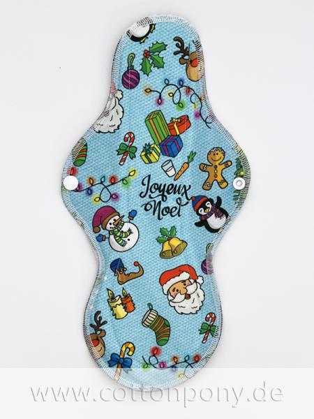 29cm Stoffbinde, stark: Weihnachtsmotive auf Hellblau